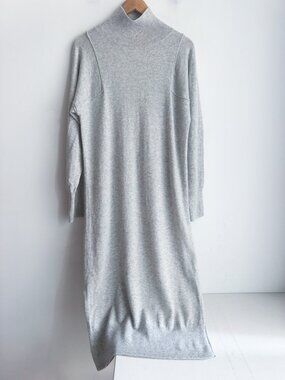 Notshy Cashmere Grey Turtleneck Long Sleeve Midi Dress L